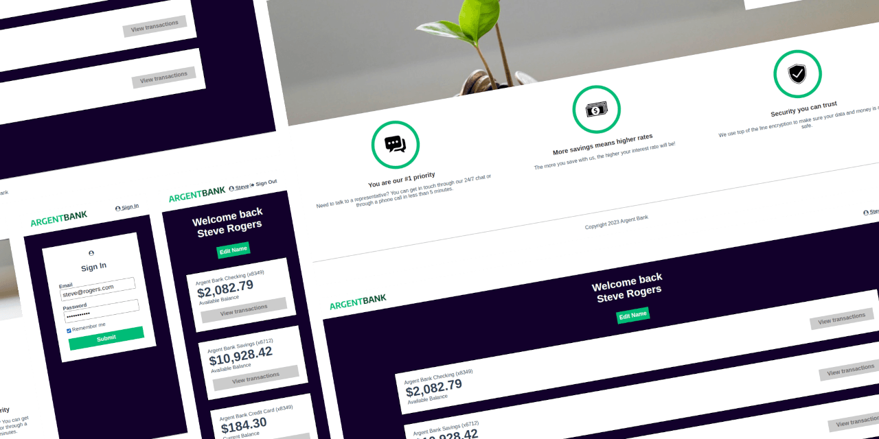 Responsive screens ArgentBank App