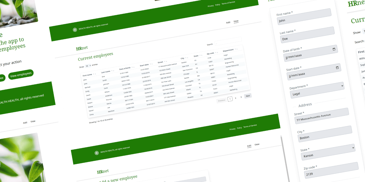 Responsive screens HRnet App